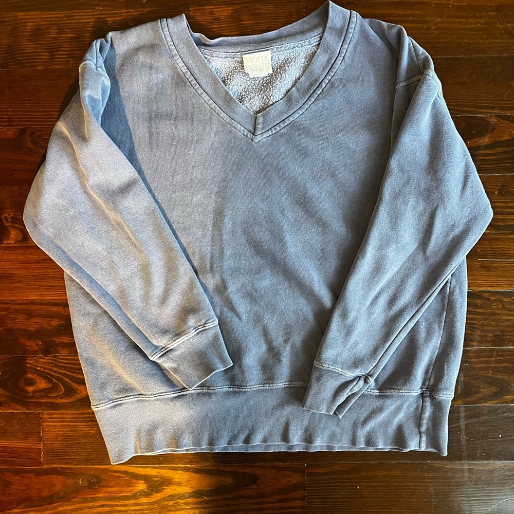 Moda International Light Blue V-Neck Sweatshirt